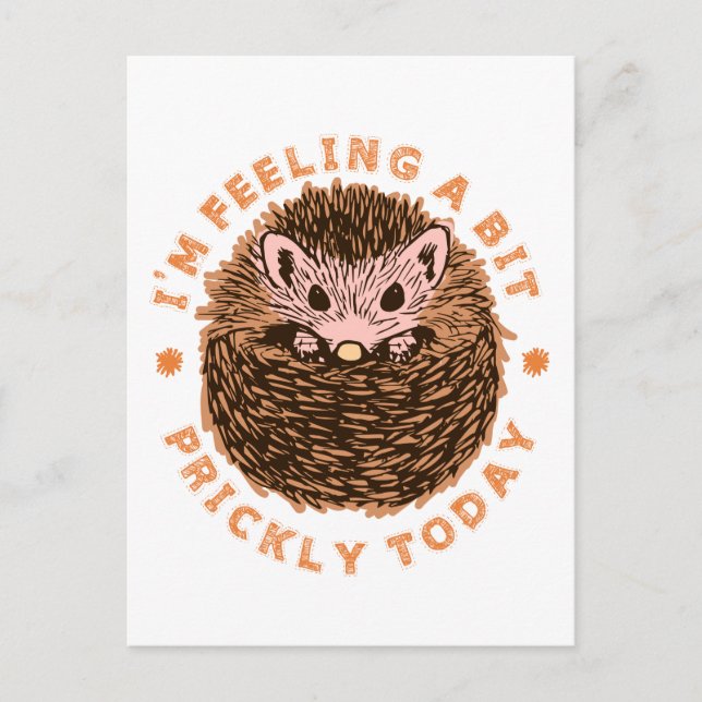 Hedgehog I'm Feeling A Bit Prickly Today Postcard (Front)