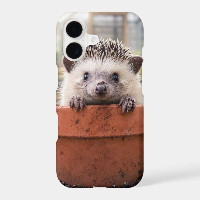 Hedgehog in a Clay Flower Pot iPhone Case (Back)