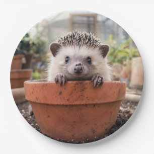 Hedgehog in a Clay Flower Pot Paper Plates