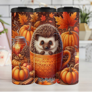 Hedgehog in a Fall Teacup Thermal Tumbler
