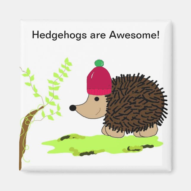 Hedgehog in a Red Toque Magnet (Front)