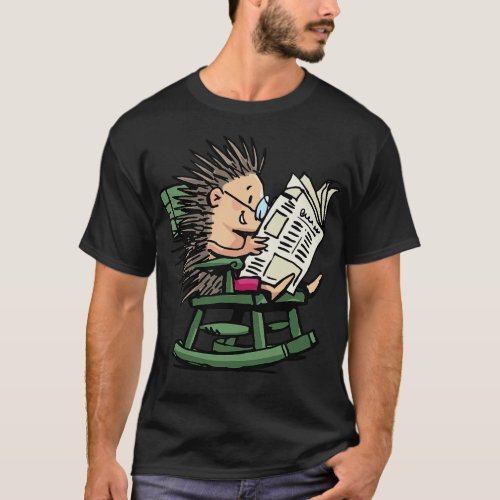 hedgehog in a rocking chair reads a newspaper T_Shirt