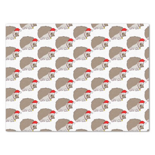 Hedgehog in a Santa Hat at Christmas Tissue Paper