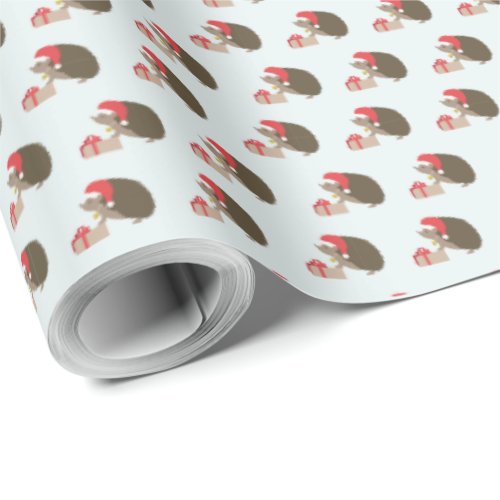 Hedgehog in a Santa Hat Wrapping Paper