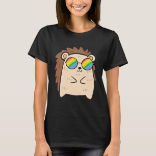 Hedgehog in Rainbow Sunglasses Gay Pride Cute LGBT T-Shirt