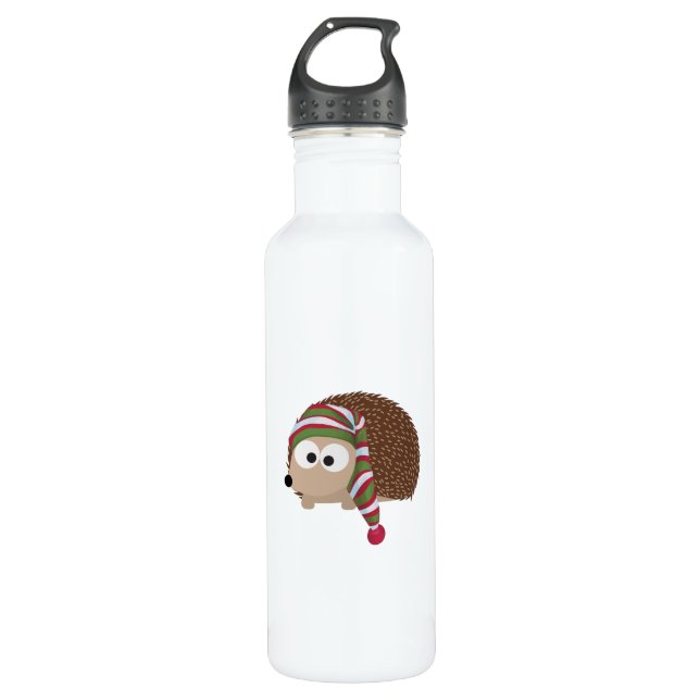 Hedgehog in Sleeping Cap Stainless Steel Water Bottle (Front)