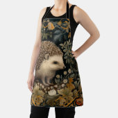 Hedgehog in the Forest William Morris style Apron (Insitu)
