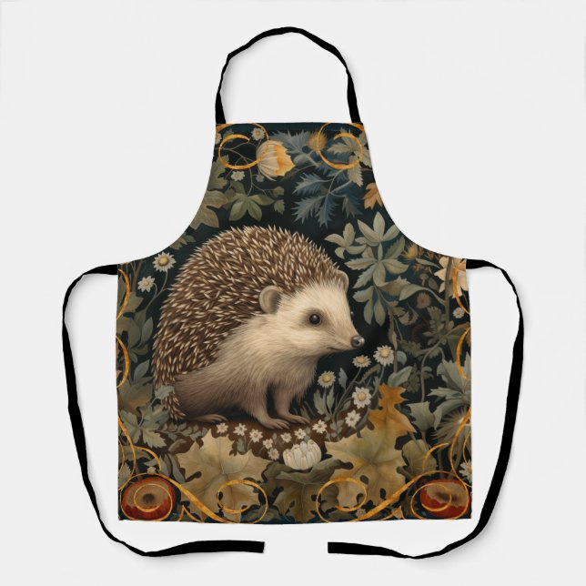Hedgehog in the Forest William Morris style Apron (Front)