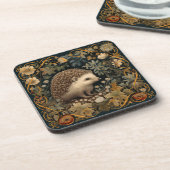 Hedgehog in the Forest William Morris style Beverage Coaster (Left Side)