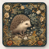 Hedgehog in the Forest William Morris style Beverage Coaster (Front)