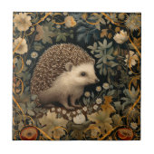 Hedgehog in the Forest William Morris style Ceramic Tile (Front)