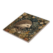 Hedgehog in the Forest William Morris style Ceramic Tile (Side)