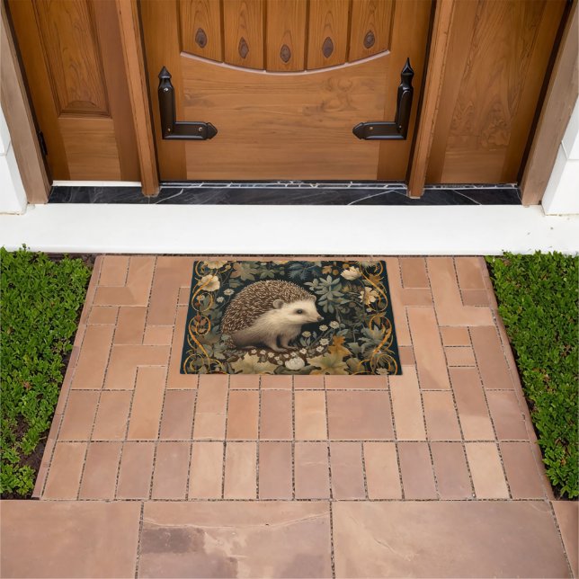 Hedgehog in the Forest William Morris style Doormat (Outdoor)