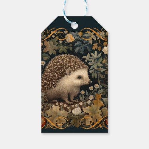 Hedgehog in the Forest William Morris style Gift Tags