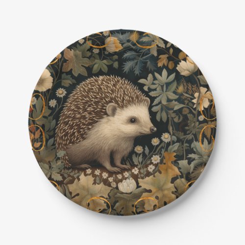 Hedgehog in the Forest William Morris style Paper Plates