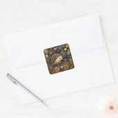 Hedgehog in the Forest William Morris style Square Sticker (Envelope)
