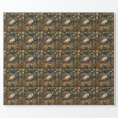 Hedgehog in the Forest William Morris style Wrapping Paper (Flat)