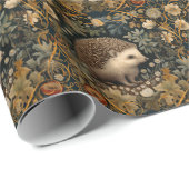 Hedgehog in the Forest William Morris style Wrapping Paper (Roll Corner)
