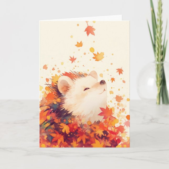 Hedgehog in the Heart of Fall Card (Front)