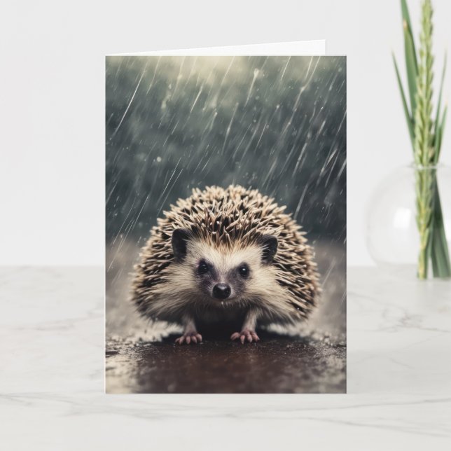 Hedgehog In The Rain Card (Front)