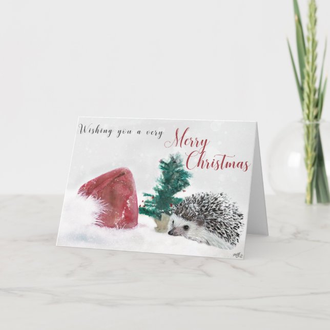 Hedgehog in the snow Christmas Card (Front)