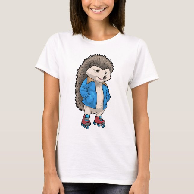 Hedgehog Inline skating Inline skates Sports T-Shirt (Front)