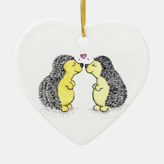 Hedgehog Love Ceramic Ornament