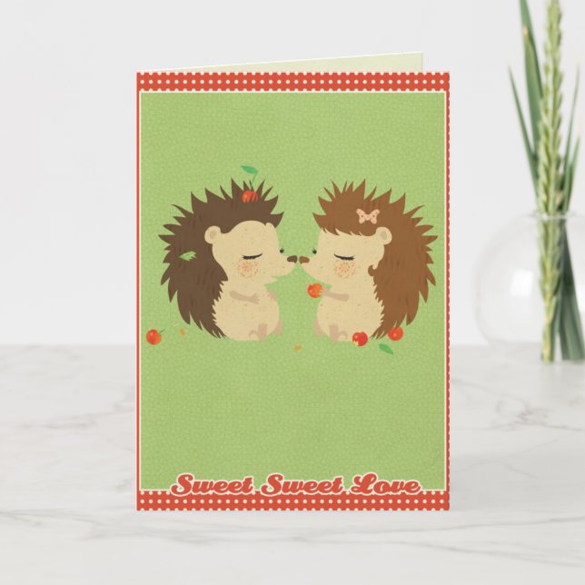 Hedgehog Love GreetingCard Holiday Card (Front)