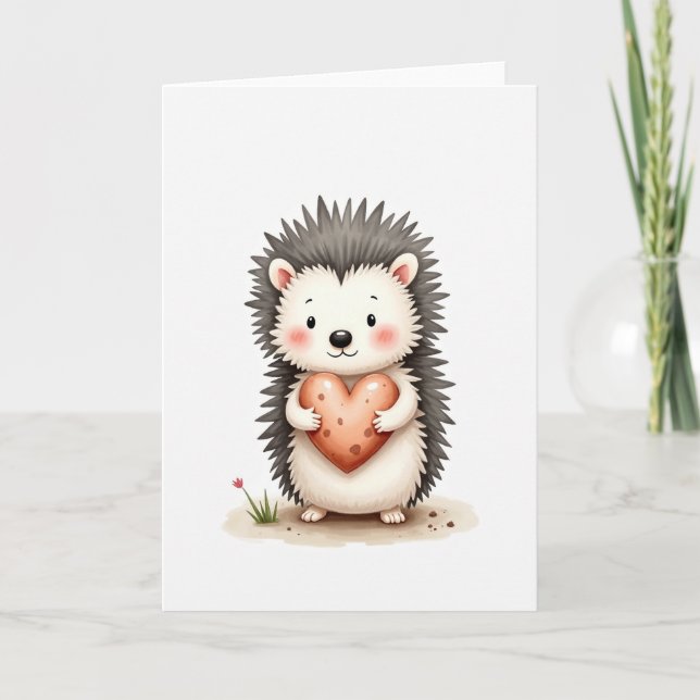 Hedgehog Love Heart Card (Front)