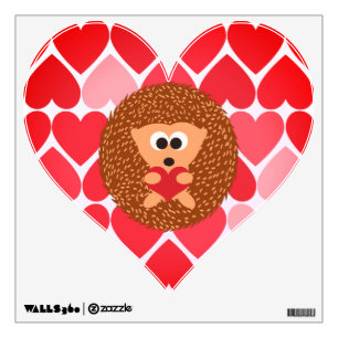 Hedgehog Love, Hearts and Hugs Wall Decal