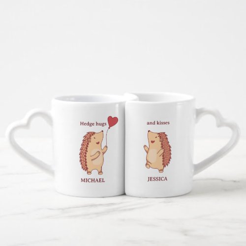 Hedgehog Love Pun Cute Couple Funny Valentines Day Coffee Mug Set