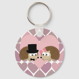 Hedgehog Love with Hearts Keychain