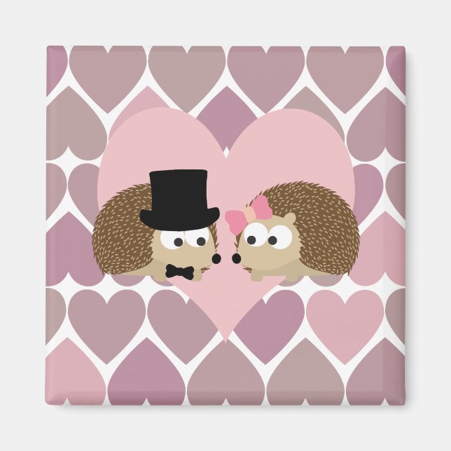 Hedgehog Love with Hearts Magnet (Front)