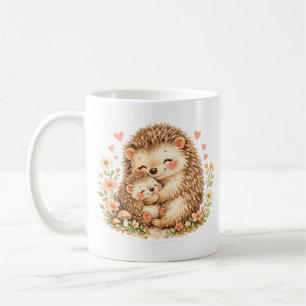 Hedgehog Mom Watercolor Art Coffee Mug