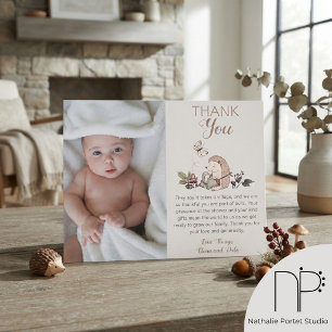 Hedgehog Mommy and Baby Photo Thank You Card