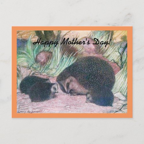 Hedgehog Mothers Day Postcard