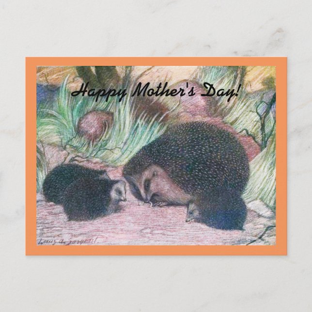 Hedgehog Mother's Day Postcard (Front)