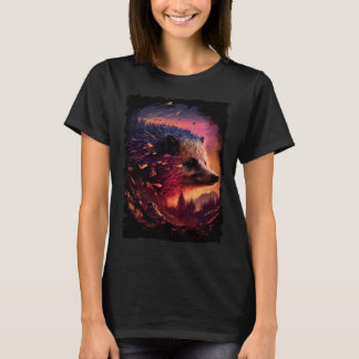 Hedgehog mountains sunset retro 70s vintage  6 T-Shirt