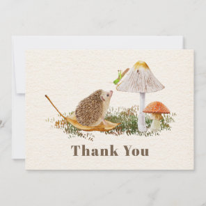Hedgehog Mushroom Grasshopper Baby Shower Thank You Card