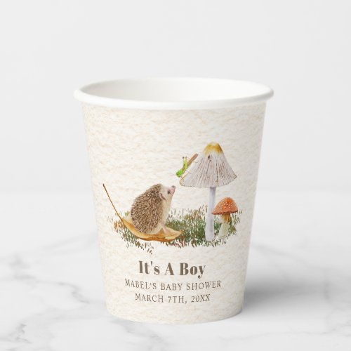 Hedgehog Mushroom Grasshopper Woodland Baby Shower Paper Cups