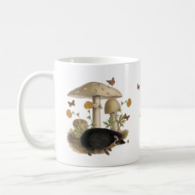 Hedgehog Mushroom Woodland Coffee Mug (Left)
