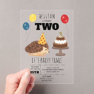 Hedgehog Mushroom Woodland Forest Funny Birthday Acrylic Invitations