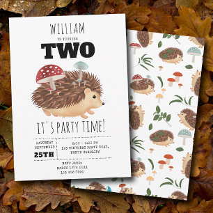 Hedgehog Mushroom Woodland Forest Funny Birthday Invitation