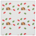 Hedgehog Mushrooms and Leaves Fabric