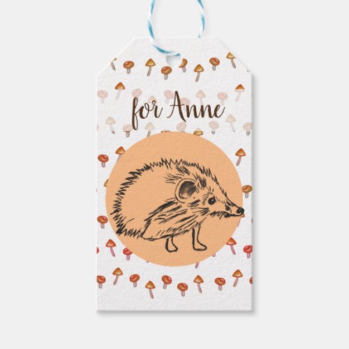 Hedgehog Mushrooms Cute  Gift Tag