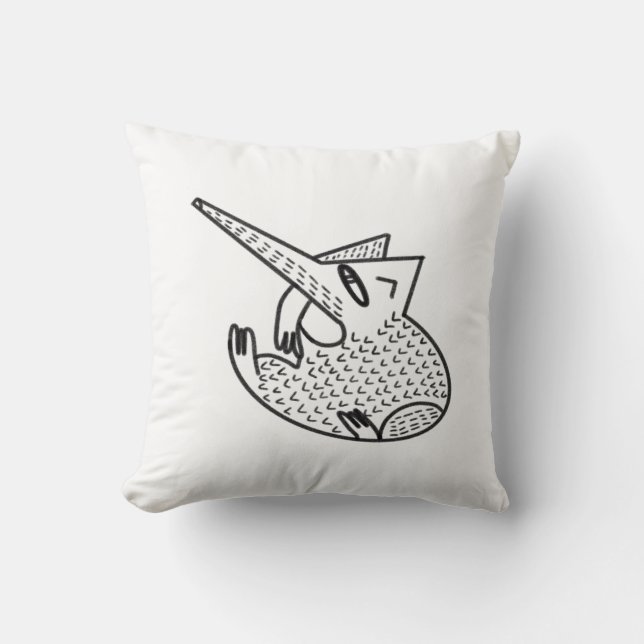 Hedgehog oldchool poster graphic style throw pillow (Front)