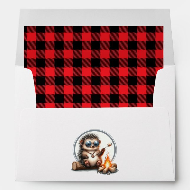 Hedgehog "One Happy Camper" 1st Birthday Party Envelope (Back (Bottom))