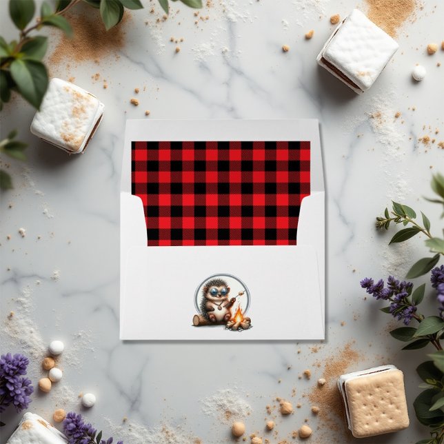 Hedgehog "One Happy Camper" 1st Birthday Party Envelope (Hedgehog "One Happy Camper" 1st Birthday Party Envelope)