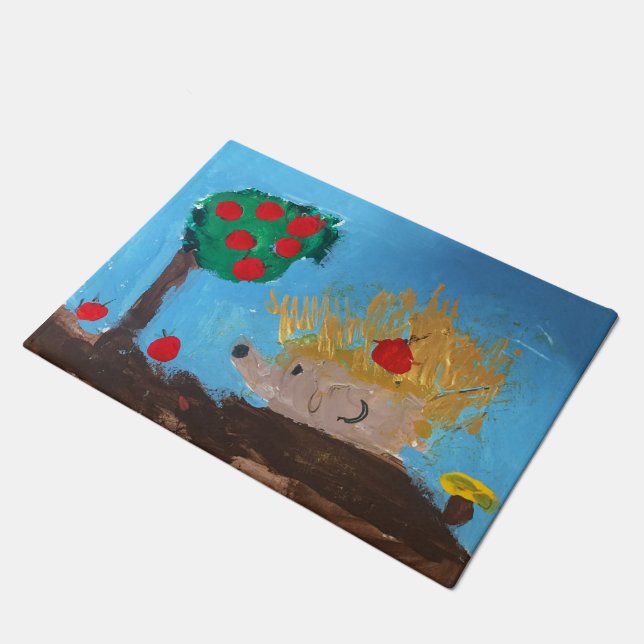 Hedgehog Painting Doormat (Angled)