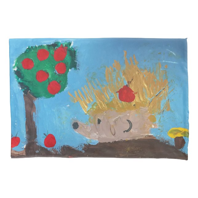 Hedgehog Painting Pillow Case (Front)